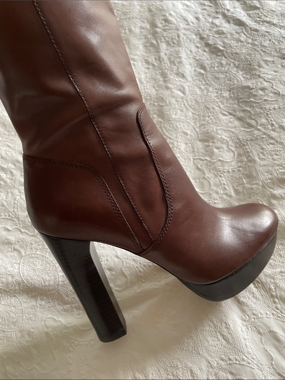 Michael Kors maroon Brown Tall Platform Lesly Boots - Picture 4 of 7